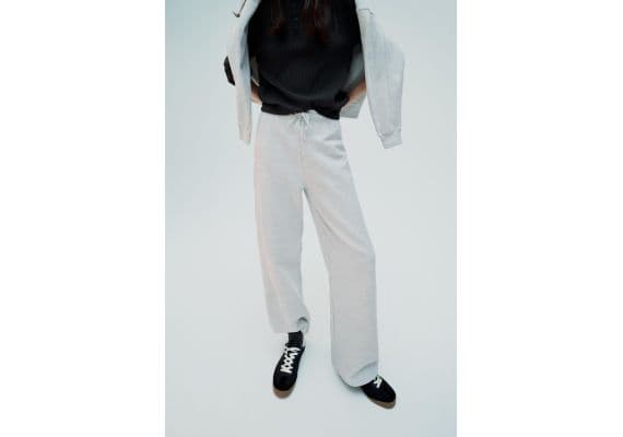 Zara  clean interlock plush straight-leg trousers , Цвет: Серый, Размер: XL, изображение 4