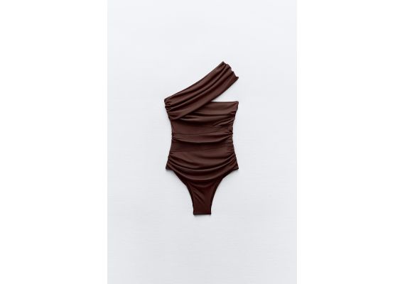 Zara   cut-out tulle swimsuit , Цвет: Коричневый, Размер: S, изображение 4