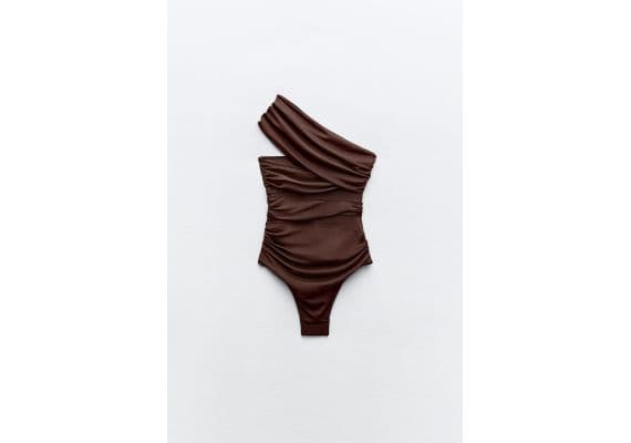 Zara   cut-out tulle swimsuit , Цвет: Коричневый, Размер: S, изображение 5