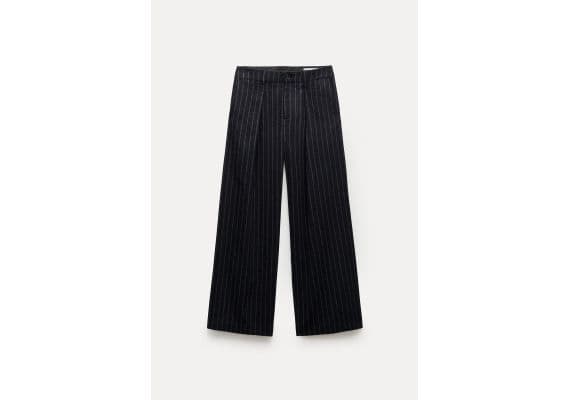 Zara Брюки в полоску из коллекции zw collection , Цвет: Синий, Размер: XL, изображение 5