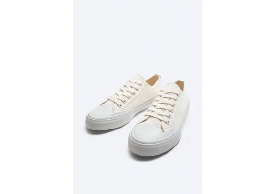 Zara Кеды canvas sneakers , Цвет: Бежевый, Размер: 40, изображение 6