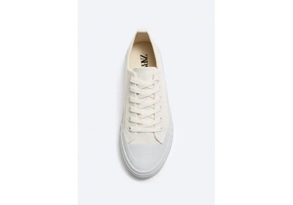 Zara Кеды canvas sneakers , Цвет: Бежевый, Размер: 40, изображение 7