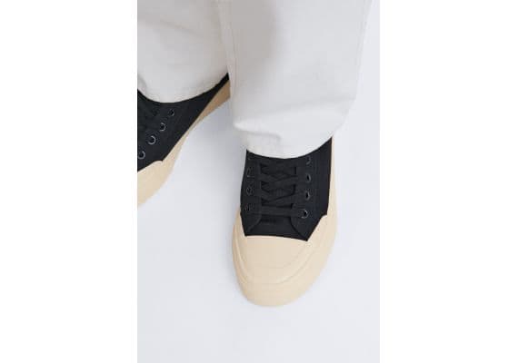 Zara Кеды canvas sneakers , Цвет: Черный, Размер: 39, изображение 4