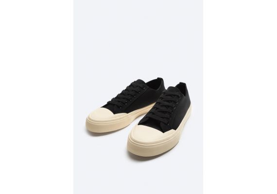 Zara Кеды canvas sneakers , Цвет: Черный, Размер: 39, изображение 6