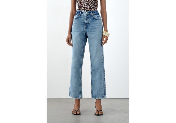 Zara   z1975 mid-rise straight jeans , Цвет: Синий, Размер: 32, изображение 2