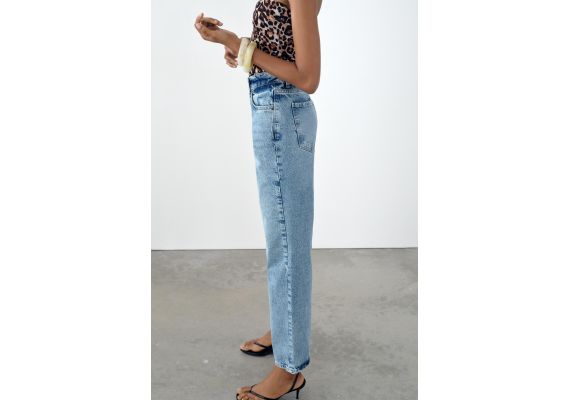 Zara   z1975 mid-rise straight jeans , Цвет: Синий, Размер: 32, изображение 3