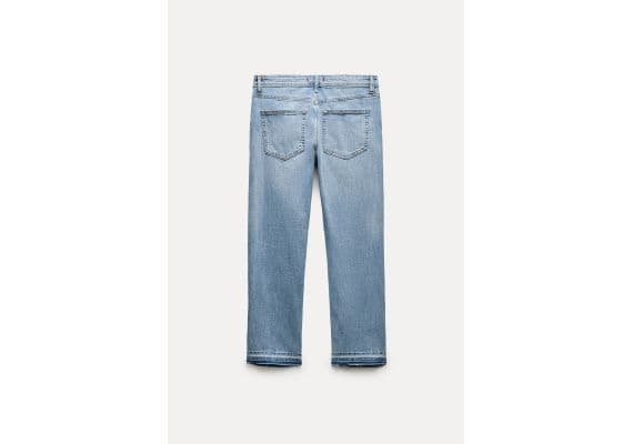 Zara   zw collection slim relaxed fit mid-rise jeans , Цвет: Синий, Размер: 40, изображение 6