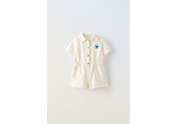 Zara Шорты из твила с вышивкой , Цвет: Бежевый, Размер: 1½ лет (86 см)