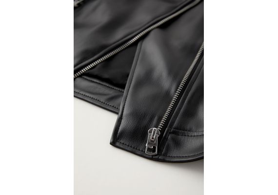 Zara   жакет biker из искусственной кожи , Цвет: Черный, Размер: 5-6 лет (116 см), изображение 4