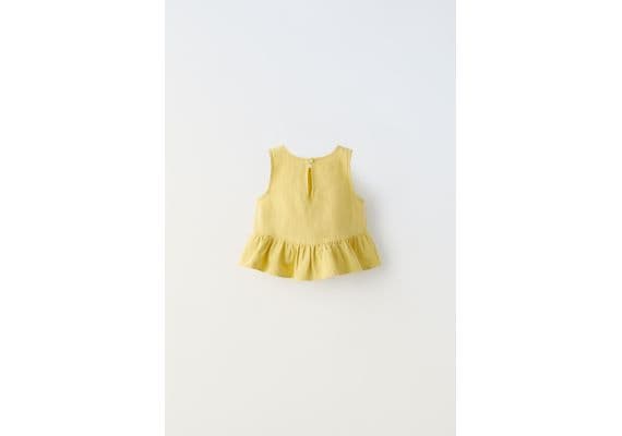 Zara Рубашка из смесового льна с оборками , Цвет: Зеленый, Размер: 1½ лет (86 см), изображение 4