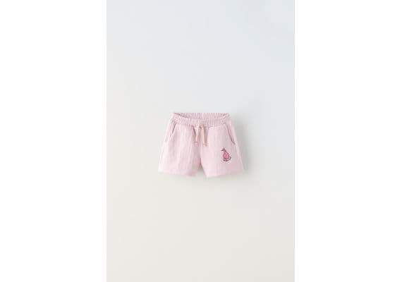 Zara Плюшевые бермуды с вышивкой , Цвет: Розовый, Размер: 1½ лет (86 см)