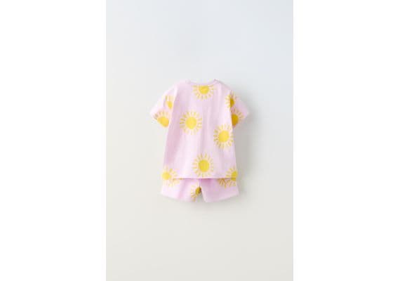 Zara Печатная футболка и шорты бермуда , Цвет: Розовый, Размер: 1½ лет (86 см), изображение 3