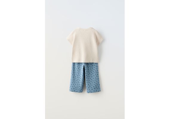 Zara Футболка и брюки из вафельной ткани , Цвет: Синий, Размер: 1½ лет (86 см), изображение 3