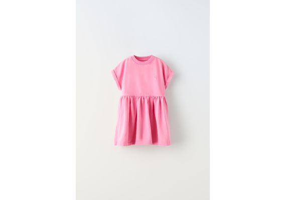 Zara Платье с эффектом размытости и вышивкой , Цвет: Розовый, Размер: 1½ лет (86 см), изображение 3