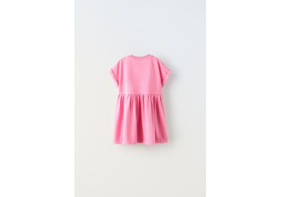 Zara Платье с эффектом размытости и вышивкой , Цвет: Розовый, Размер: 1½ лет (86 см), изображение 4