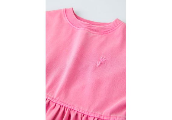 Zara Платье с эффектом размытости и вышивкой , Цвет: Розовый, Размер: 1½ лет (86 см), изображение 5