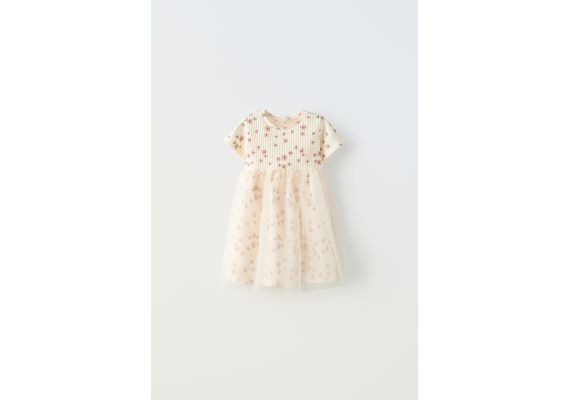 Zara Платье с цветочным узором из тюля , Цвет: Бежевый, Размер: 1½ лет (86 см), изображение 2