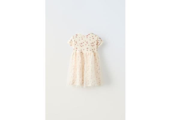 Zara Платье с цветочным узором из тюля , Цвет: Бежевый, Размер: 1½ лет (86 см), изображение 3