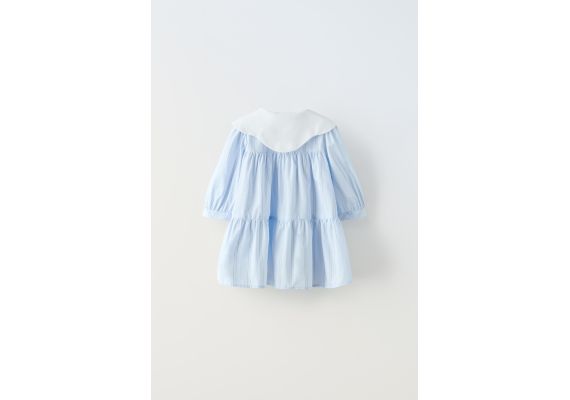 Zara Полосатое платье из поплина , Цвет: Синий, Размер: 1½ лет (86 см), изображение 3