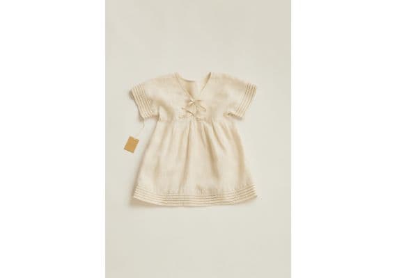 Zara Timelesz- льняное платье с обтачкой , Цвет: Бежевый, Размер: 1½ лет (86 см), изображение 3