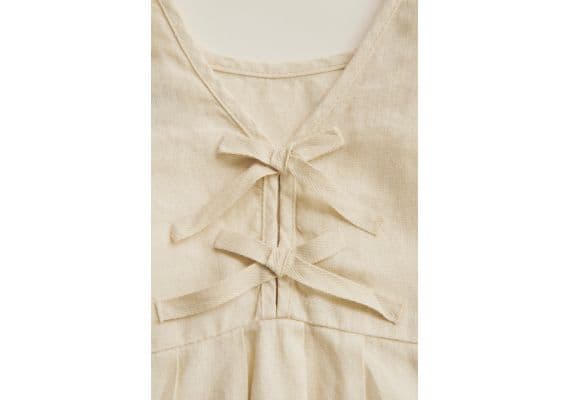 Zara Timelesz- льняное платье с обтачкой , Цвет: Бежевый, Размер: 1½ лет (86 см), изображение 4