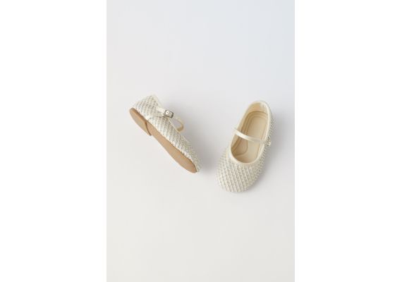 Zara Туфли-балетки baby с кристаллами райнстон , Цвет: Бежевый, Размер: 25 (15,6 см), изображение 6