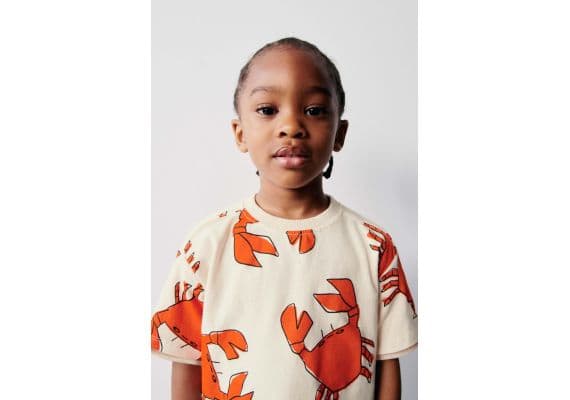 Zara  комплект-координаты crab print t-shirt and bermuda shorts , Цвет: Бежевый, Размер: 1½ лет (86 см)