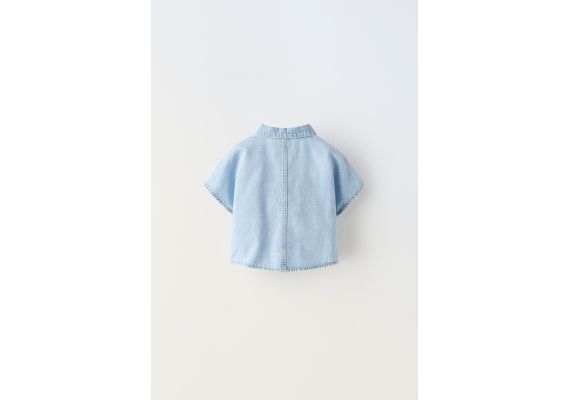 Zara Рубашка из денима с узлом , Цвет: Синий, Размер: 1½ лет (86 см), изображение 2