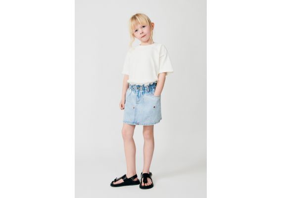 Zara Юбка из денима с вышитыми клубниками , Цвет: Синий, Размер: 4 лет (104 см)