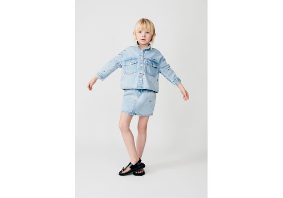 Zara Юбка из денима с вышитыми клубниками , Цвет: Синий, Размер: 1½ лет (86 см), изображение 2