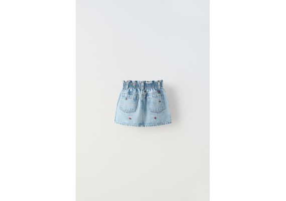 Zara Юбка из денима с вышитыми клубниками , Цвет: Синий, Размер: 4 лет (104 см), изображение 5