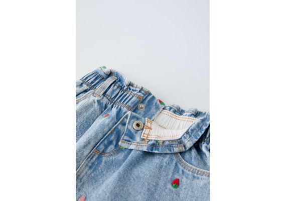 Zara Юбка из денима с вышитыми клубниками , Цвет: Синий, Размер: 5 лет (110 см), изображение 6