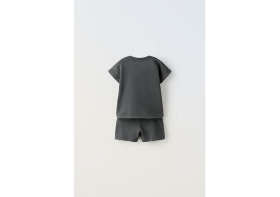 Zara Набор plush washed-effect t-shirt and bermuda shorts co-ord , Цвет: Серый, Размер: 2 лет (92 см), изображение 3