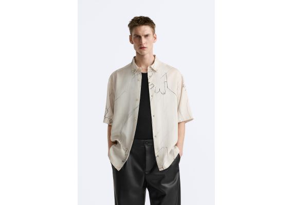 Zara Рубашка с принтом стиля streak , Цвет: Белый, Размер: S (US S), изображение 2