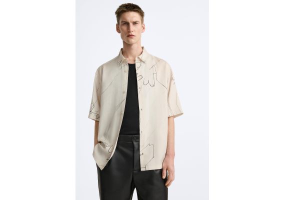 Zara Рубашка с принтом стиля streak , Цвет: Белый, Размер: S (US S), изображение 6