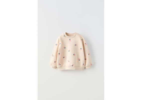 Zara Вышитая толстовка , Цвет: Бежевый, Размер: 1½ лет (86 см)