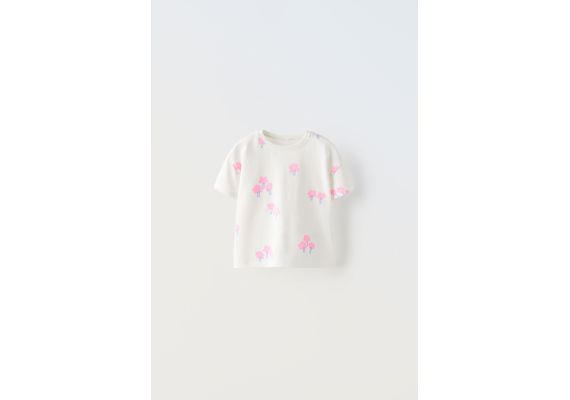 Zara Футболка с цветочным принтом , Цвет: Белый, Размер: 1½ лет (86 см)