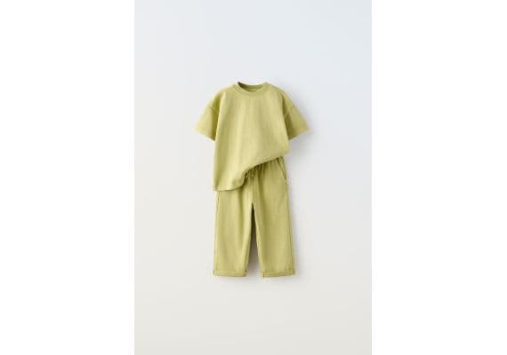 Zara   garment dyed jogging t-shirt and trousers co-ord , Цвет: Зеленый, Размер: 2 лет (92 см)