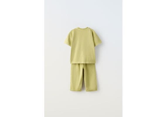 Zara   garment dyed jogging t-shirt and trousers co-ord , Цвет: Зеленый, Размер: 2 лет (92 см), изображение 2