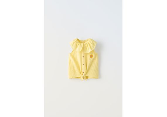 Zara Футболка с оборками и вышивкой , Цвет: Жёлтый, Размер: 3 лет (98 см)