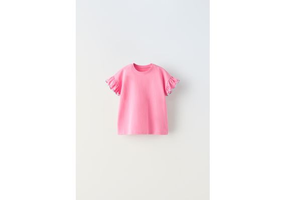 Zara Футболка с оборками и деталями отделки , Цвет: Розовый, Размер: 1½ лет (86 см)