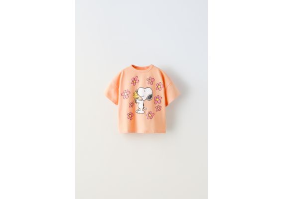 Zara Футболка snoopy peanuts™ с цветами , Цвет: Оранжевый, Размер: 1½ лет (86 см)