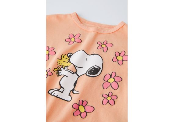 Zara Футболка snoopy peanuts™ с цветами , Цвет: Оранжевый, Размер: 1½ лет (86 см), изображение 3