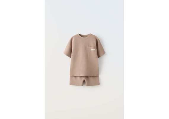 Zara  разделие 2-6 лет / одноцветная вафельная текстура co-ord , Цвет: Коричневый, Размер: 6 лет (115 см), изображение 2