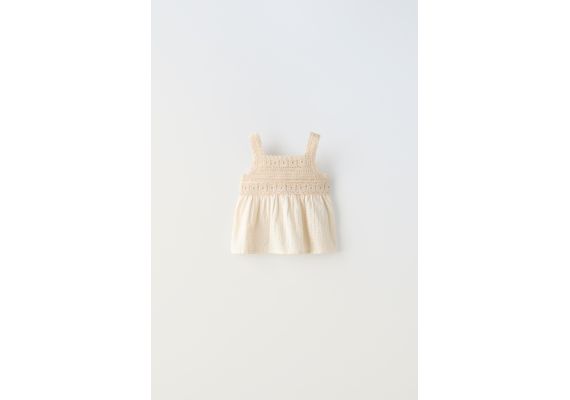 Zara Топ с крючком в контрастном стиле , Цвет: Бежевый, Размер: 1½ лет (86 см), изображение 2