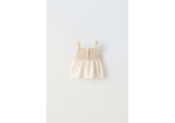 Zara Топ с крючком в контрастном стиле , Цвет: Бежевый, Размер: 1½ лет (86 см), изображение 3