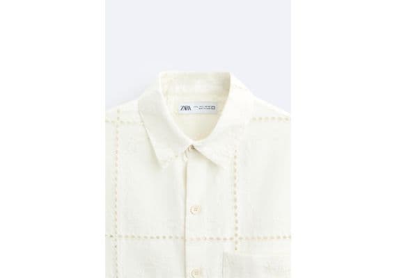 Zara Рубашка с вышивкой cutwork , Цвет: Жёлтый, Размер: S (US S), изображение 8