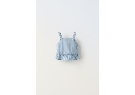 Zara Джинсовый топ с оборками , Цвет: Синий, Размер: 5 лет (110 см), изображение 4