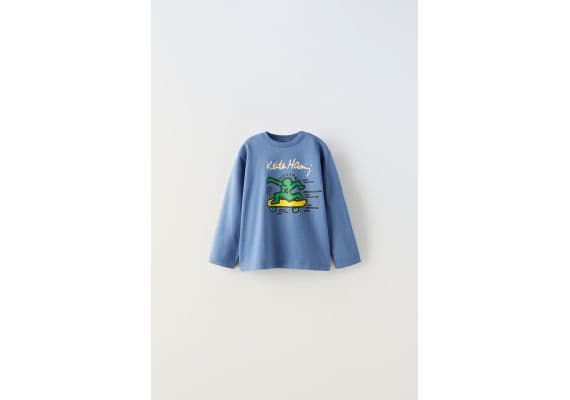 Zara Футболка keith haring ® skate , Цвет: Синий, Размер: 9-12 месяцев (80 см)