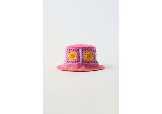 Zara  reversible crochet bucket hat , Цвет: Розовый, Размер: 1-3 лет (50 см)